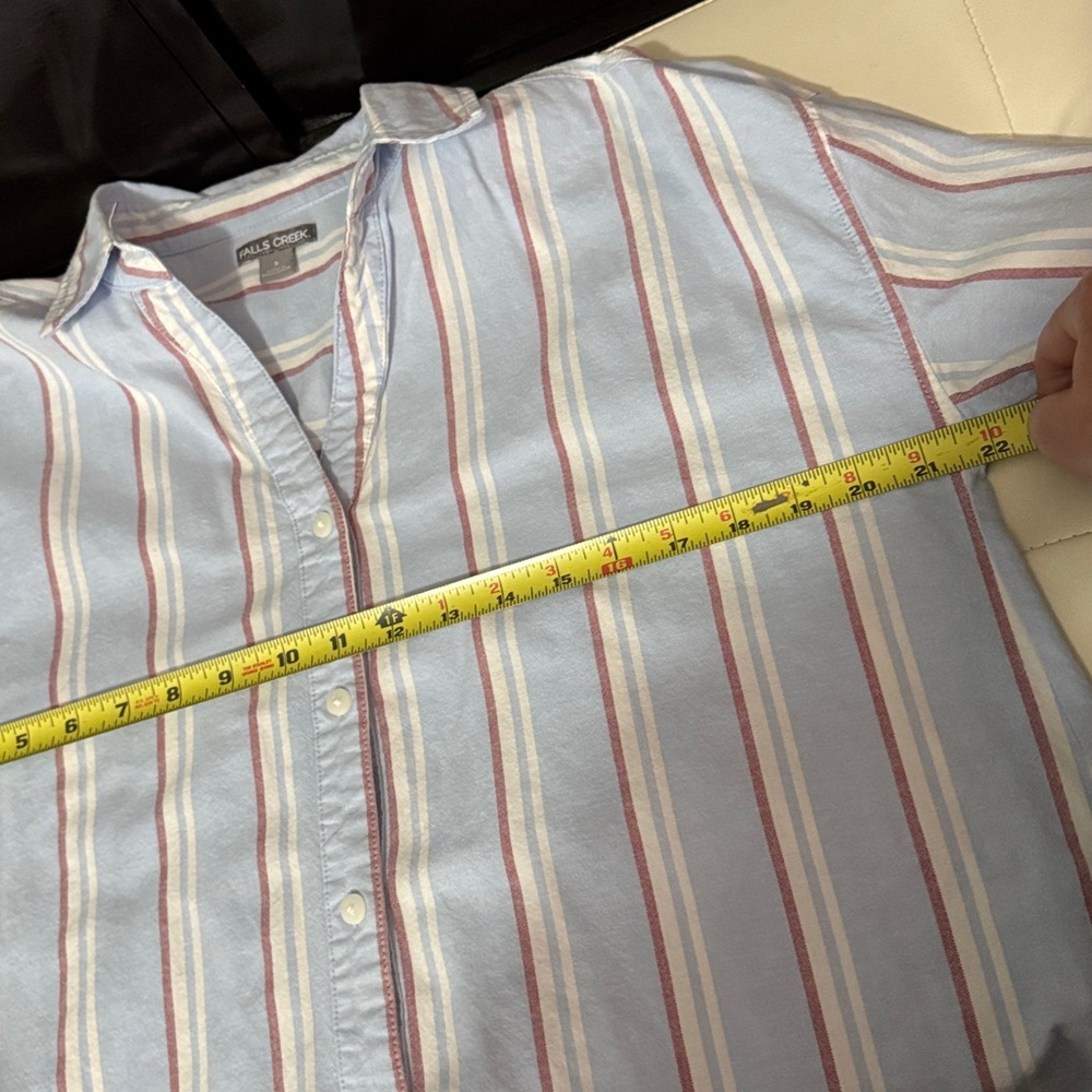 Wmns Falls Creek Button Up Shirt-Sz S-97% Cotton-Red/White/Blue Striped-V Neck - Picture 11 of 14